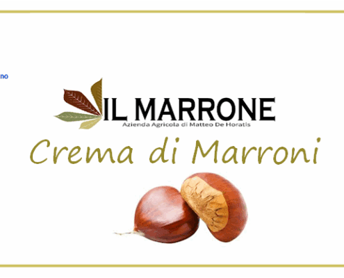 etichetta crema di marroni creata con il nostro programma per creare le etichette dei prodotti alimentari