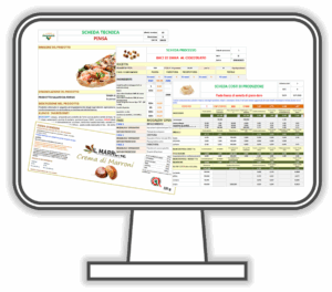 Programma per creare le etichette, le schede processo, le schede costi e le schede tecniche dei prodotti alimentari