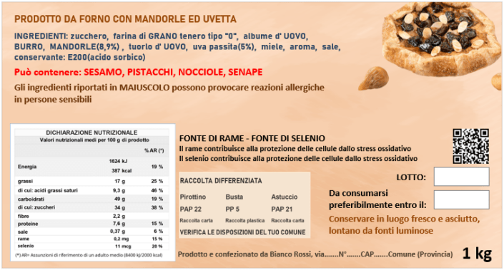 Etichetta personalizzata ottenibile con il software per creare le etichette dei prodotti alimentari